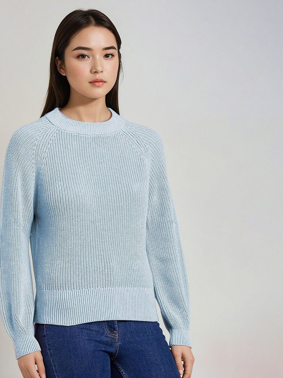 

Stylecast X Kotty Women Self Design Cable Knit Pullover, Blue