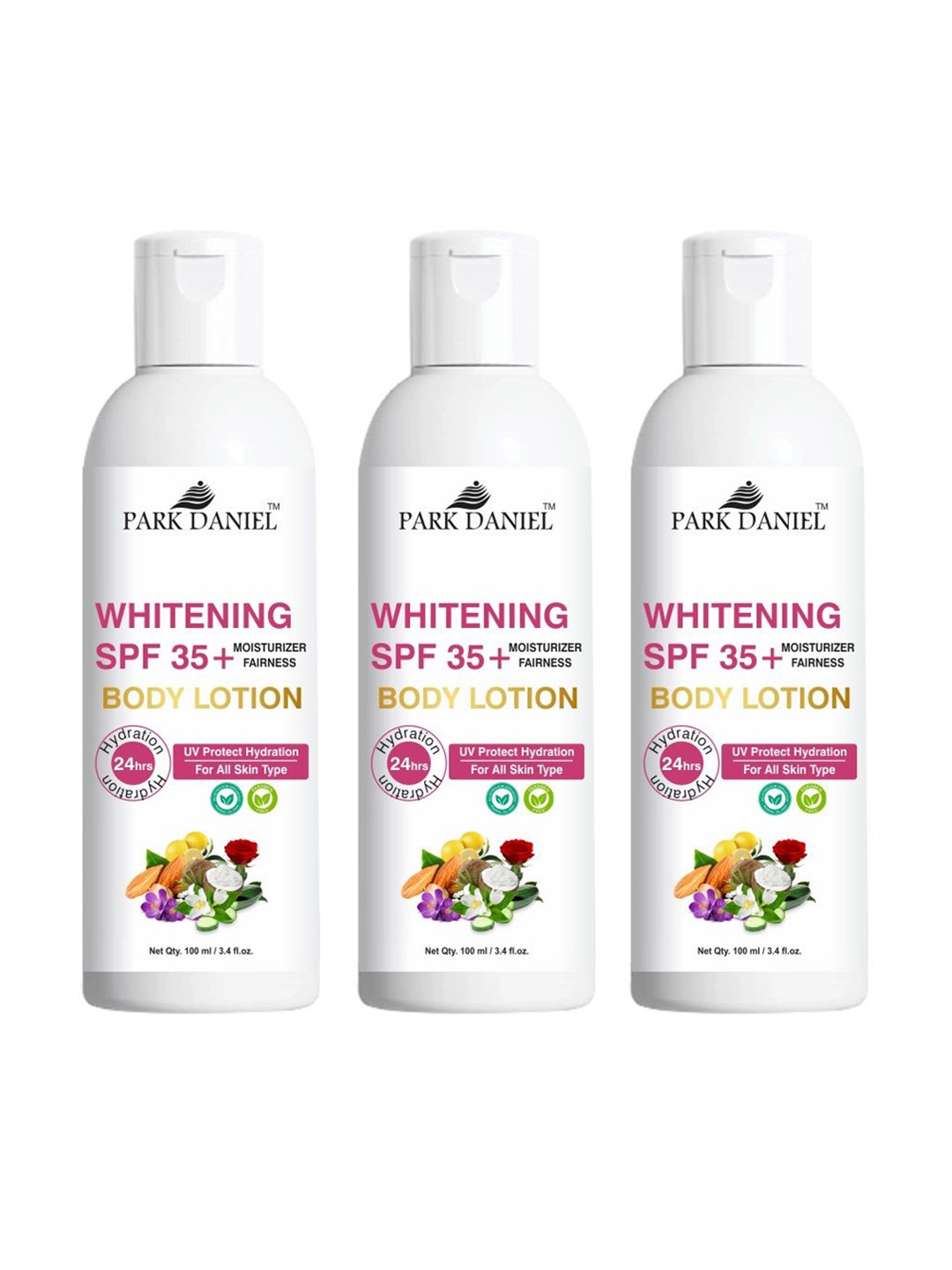 

Park Daniel Set Of 3 Skin Whitening Body Lotion With SPF35++ - 100 ml Each, White