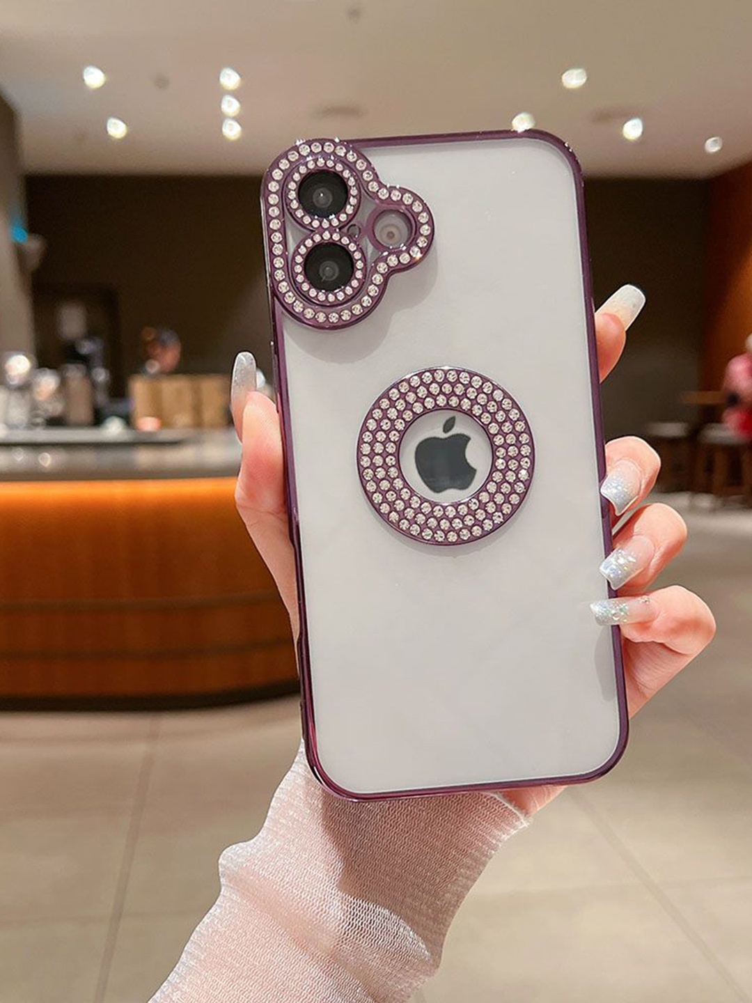 

Luxury Kase Solid Printed iPhone 16 Plus Back Case Mobile Accessories, Purple