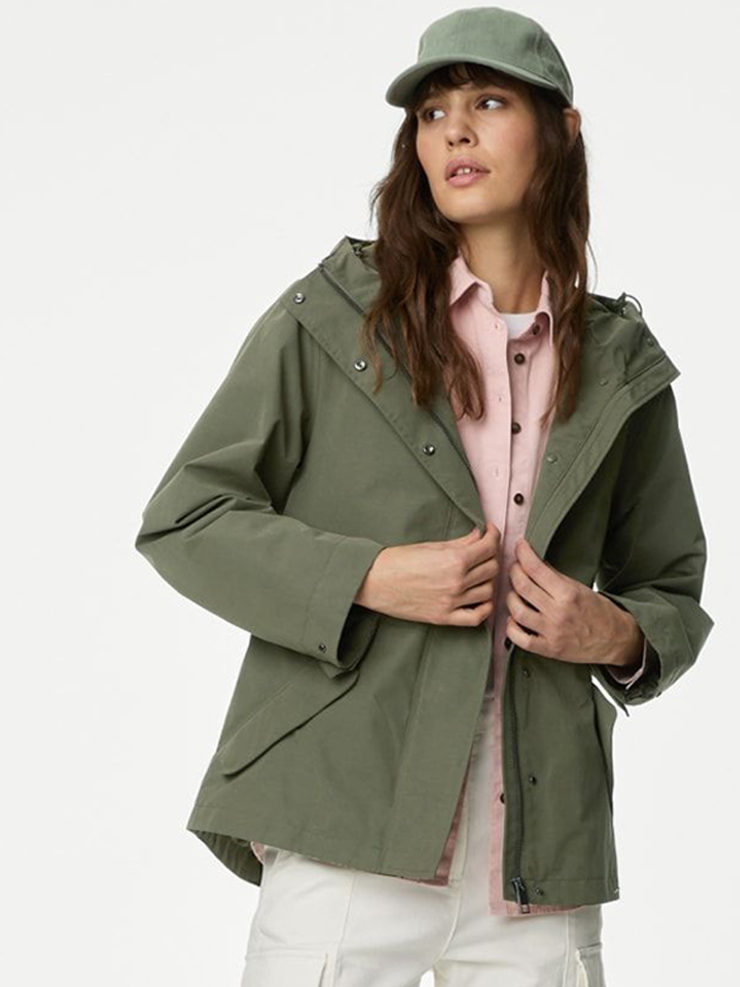 

Marks & Spencer Women Polyester Fashion Jacket, Green