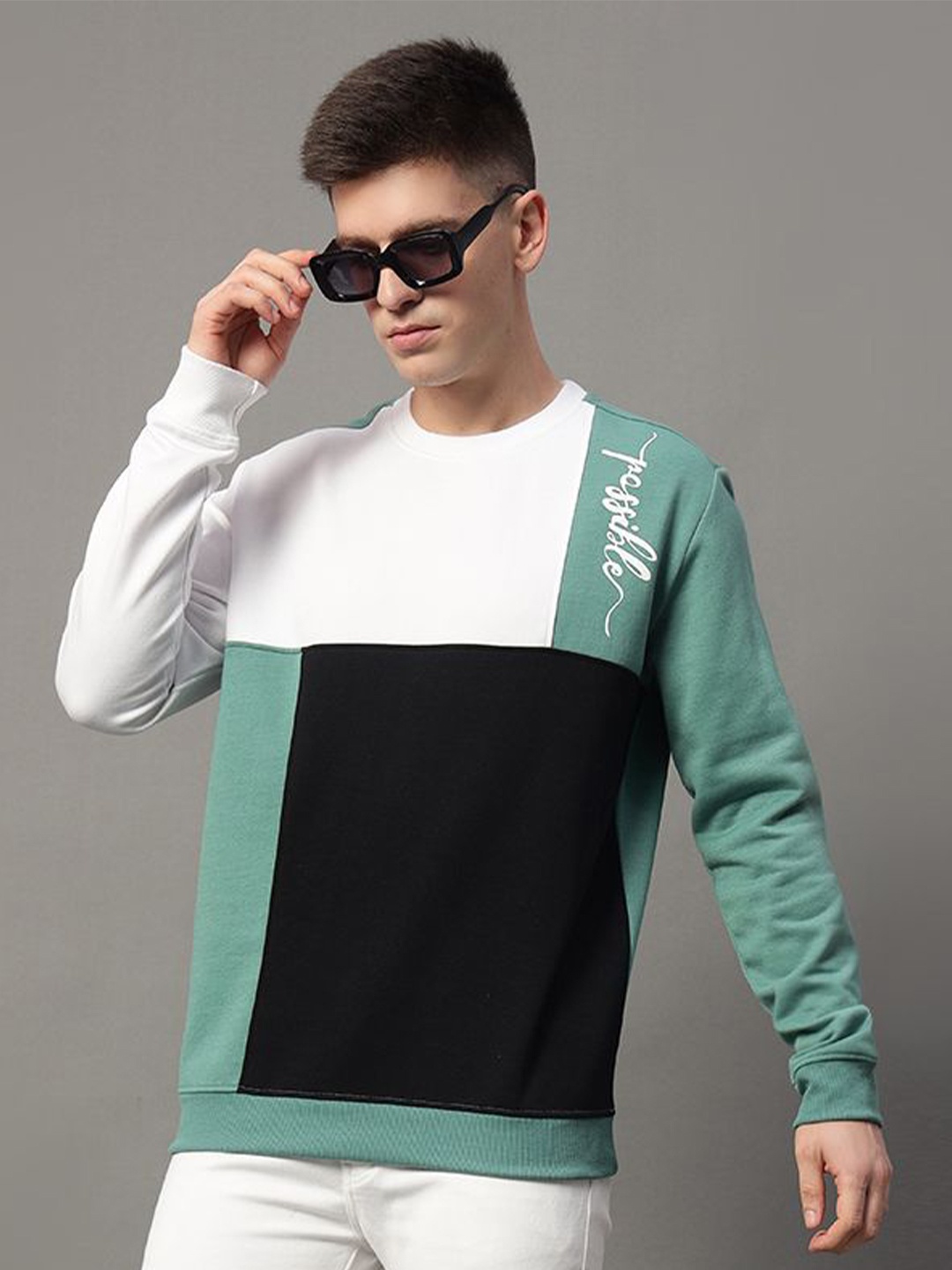 

GET GOLF Men Colourblocked Round Neck Sweatshirt, White