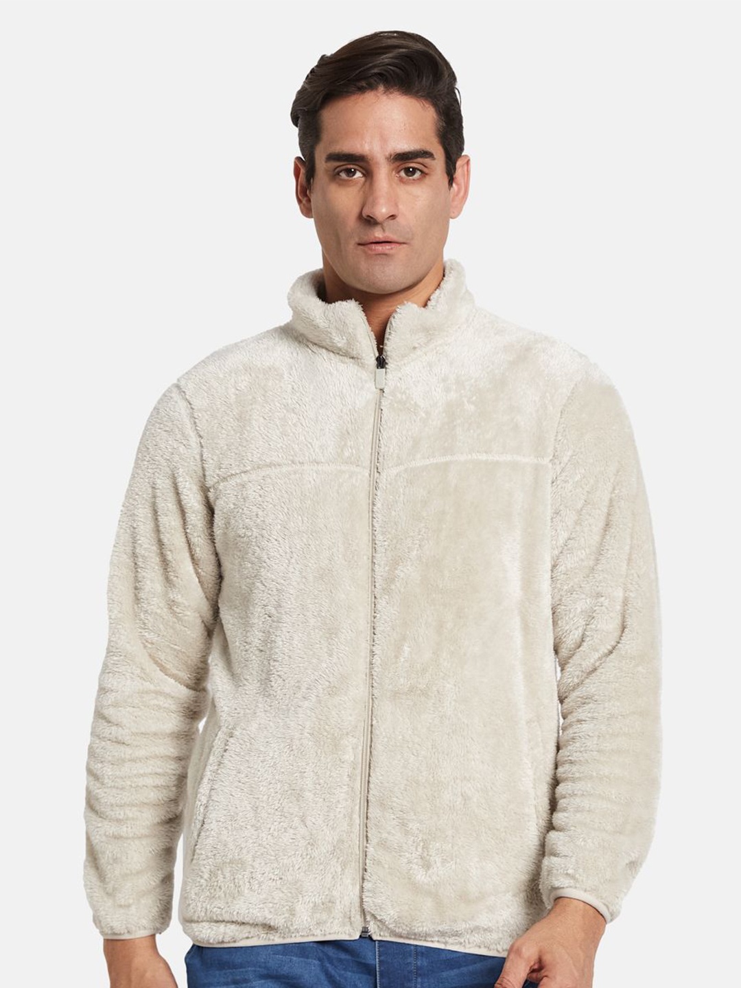 

Octave Men Mock Collar Winter Sweatshirt, Cream