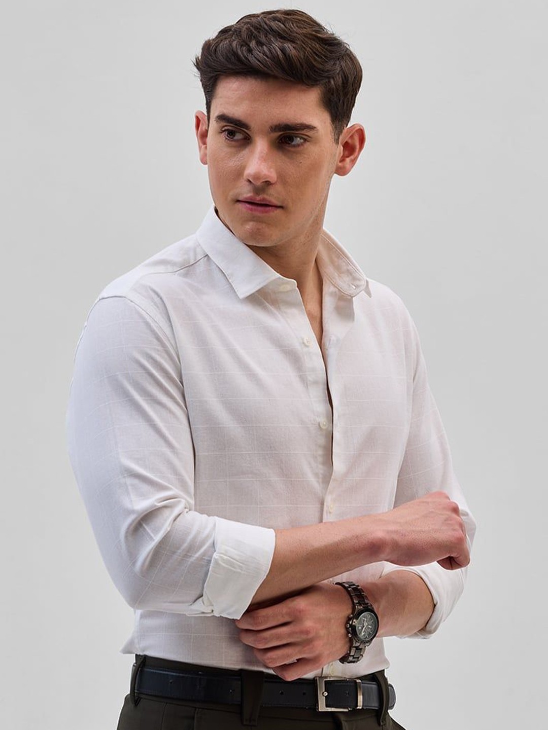 

Snitch Men Smart Slim Fit Opaque Formal Shirt, White
