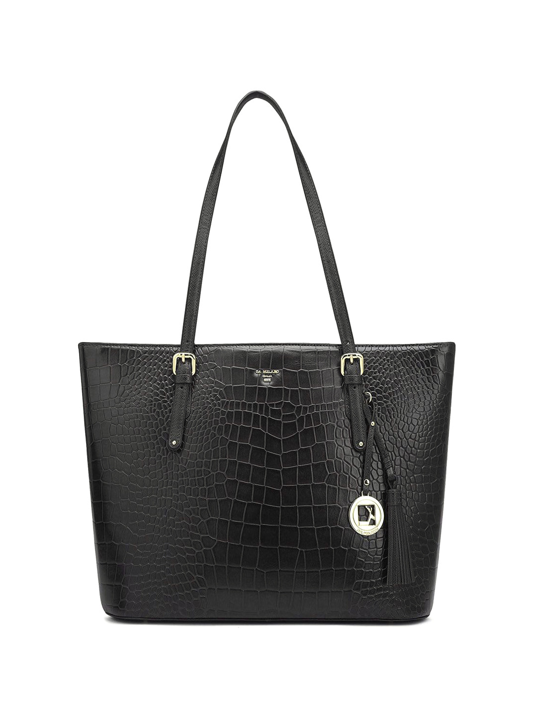 

Da Milano Animal Textured Leather Shopper Tote Bag, Black