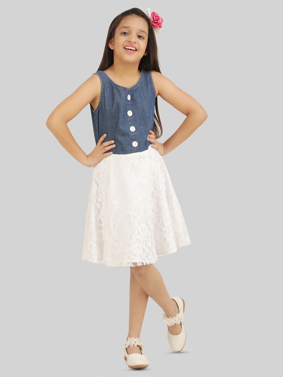 

BEING NAUGHTY Girls Sleeveless Fit & Flare Dress, Blue