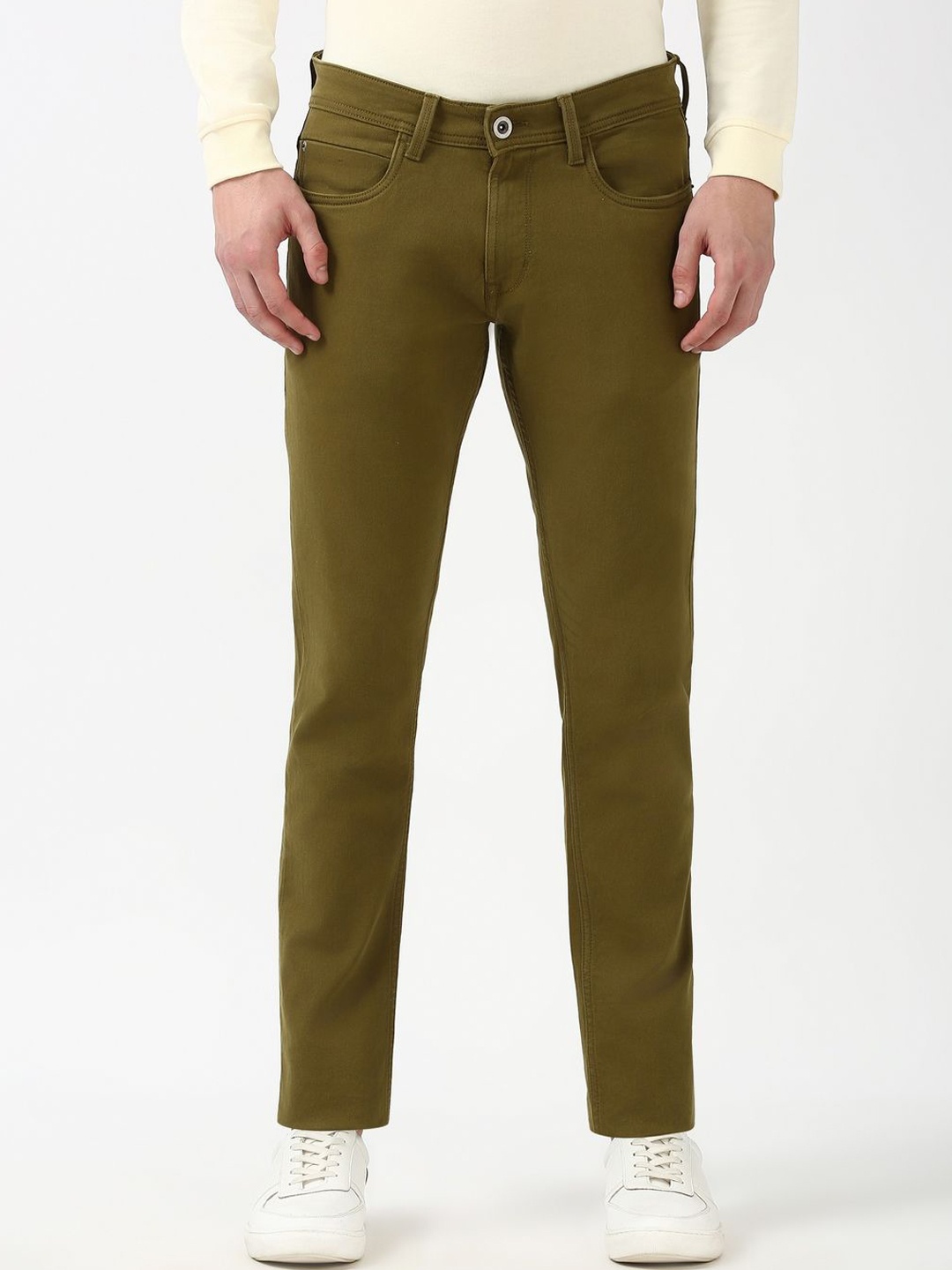 

Peter England Casuals Men Skinny Fit Jeans, Olive