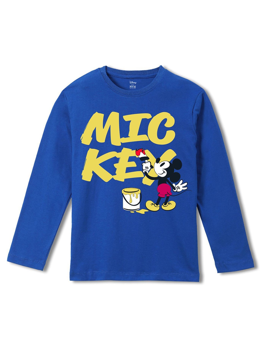 

Wear Your Mind Boys Mickey Mouse Printed Pure Cotton Applique T-shirt, Blue