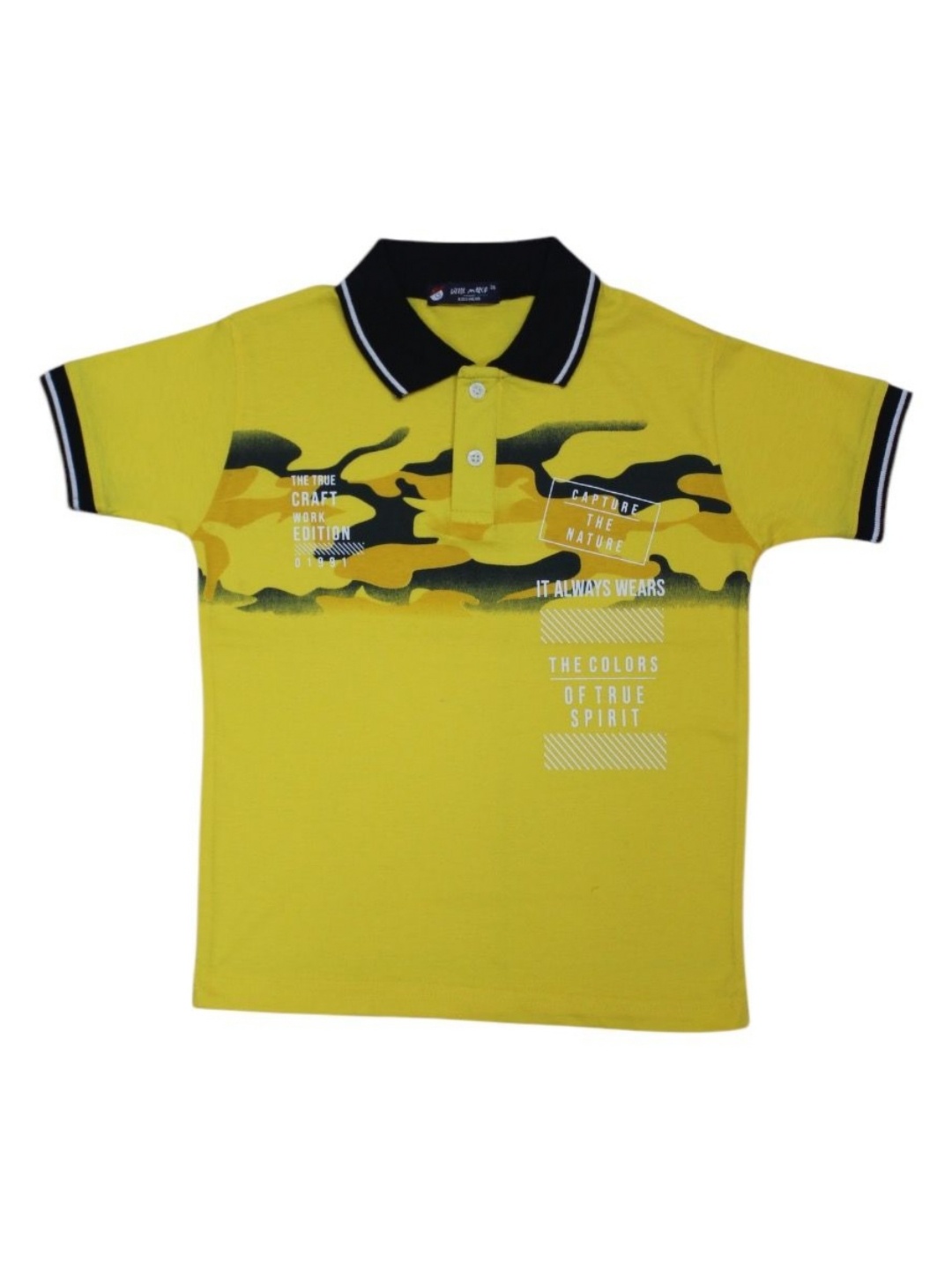 

Little Marco Boys Printed Polo Collar Applique T-shirt, Yellow