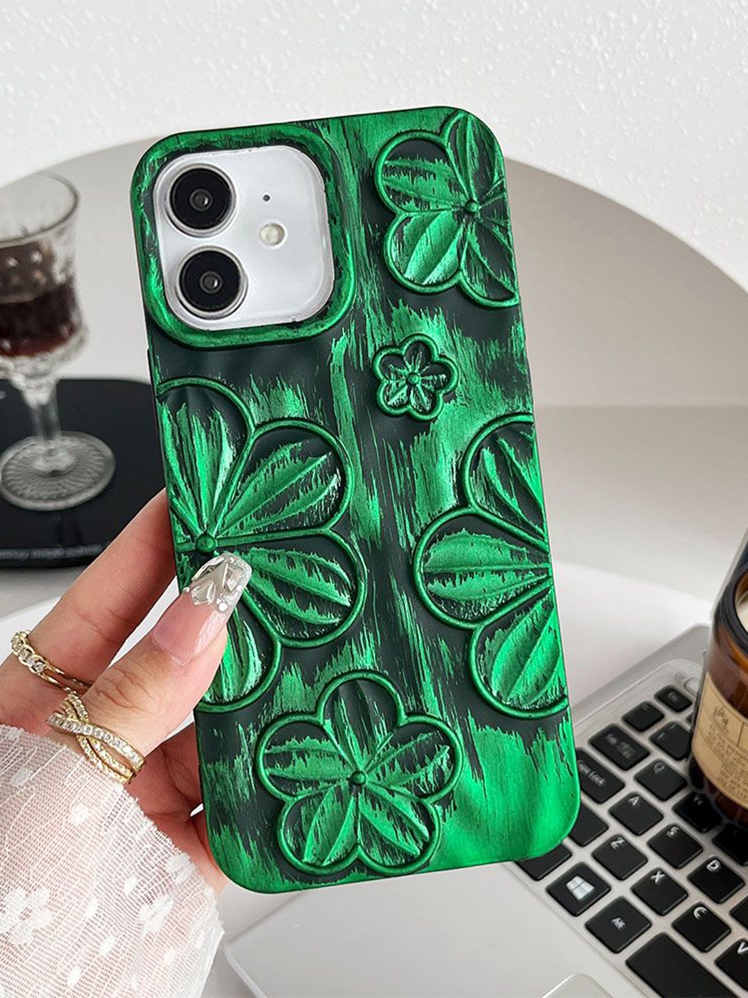 

Luxury Kase Floral Printed iPhone 11 Back Case Mobile Accessories, Green