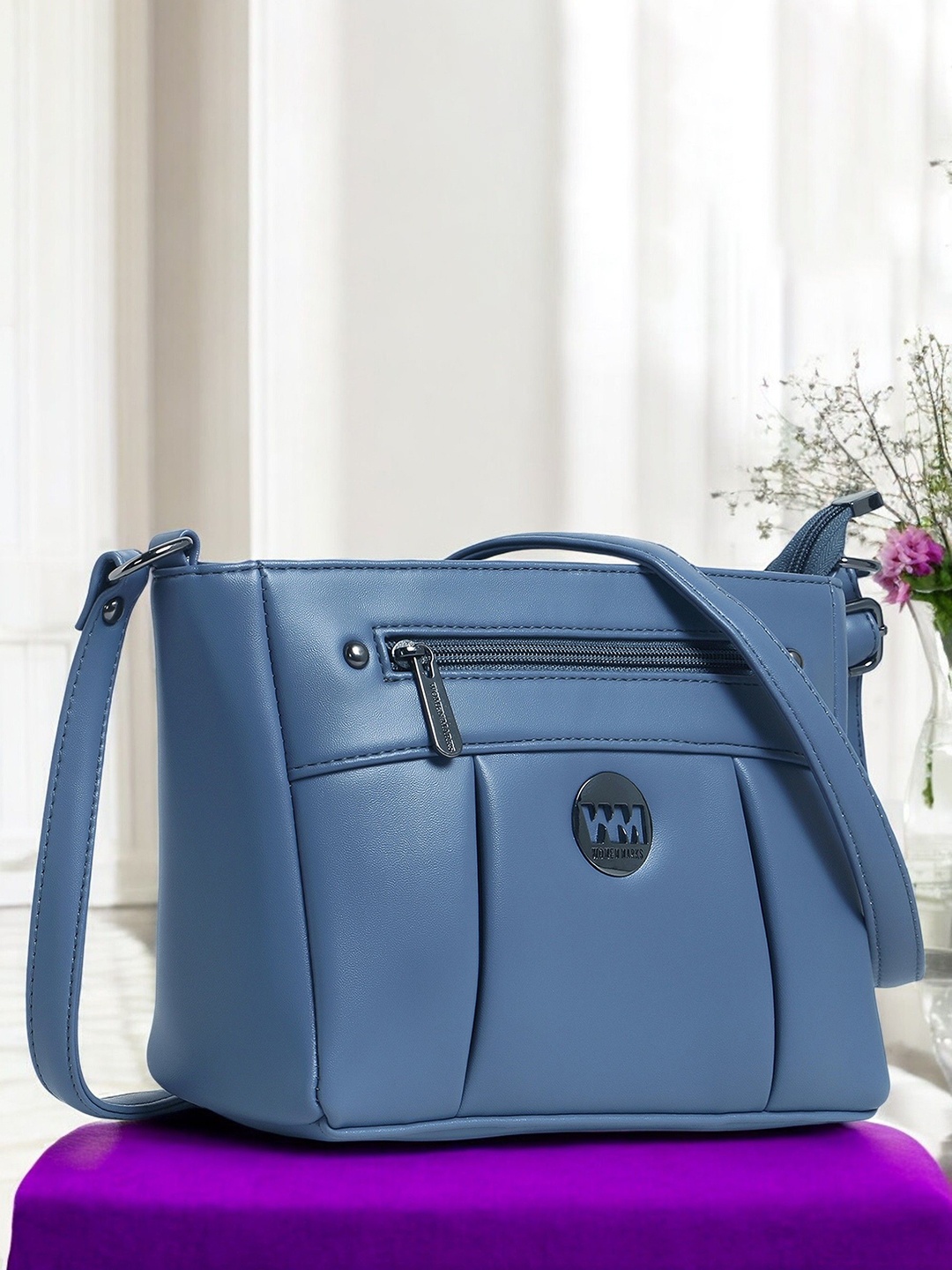 

WOMEN MARKS PU Sling Bag with Tasselled, Blue