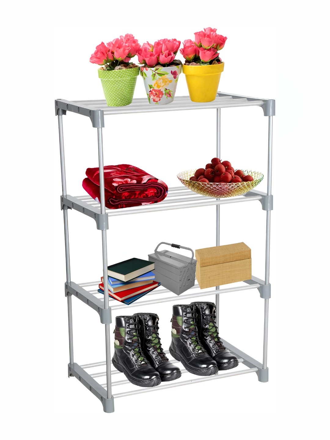

Decent Hut Multipurpose Books Storage 4 Shelve for Home, Grey
