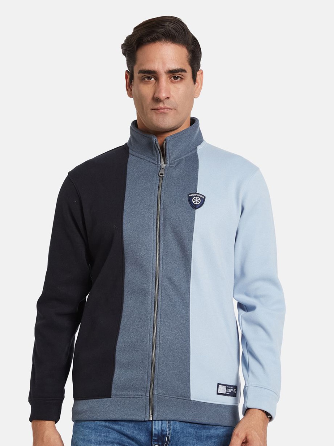 

Octave Men Colourblocked Long Sleeves Sweatshirt, Blue