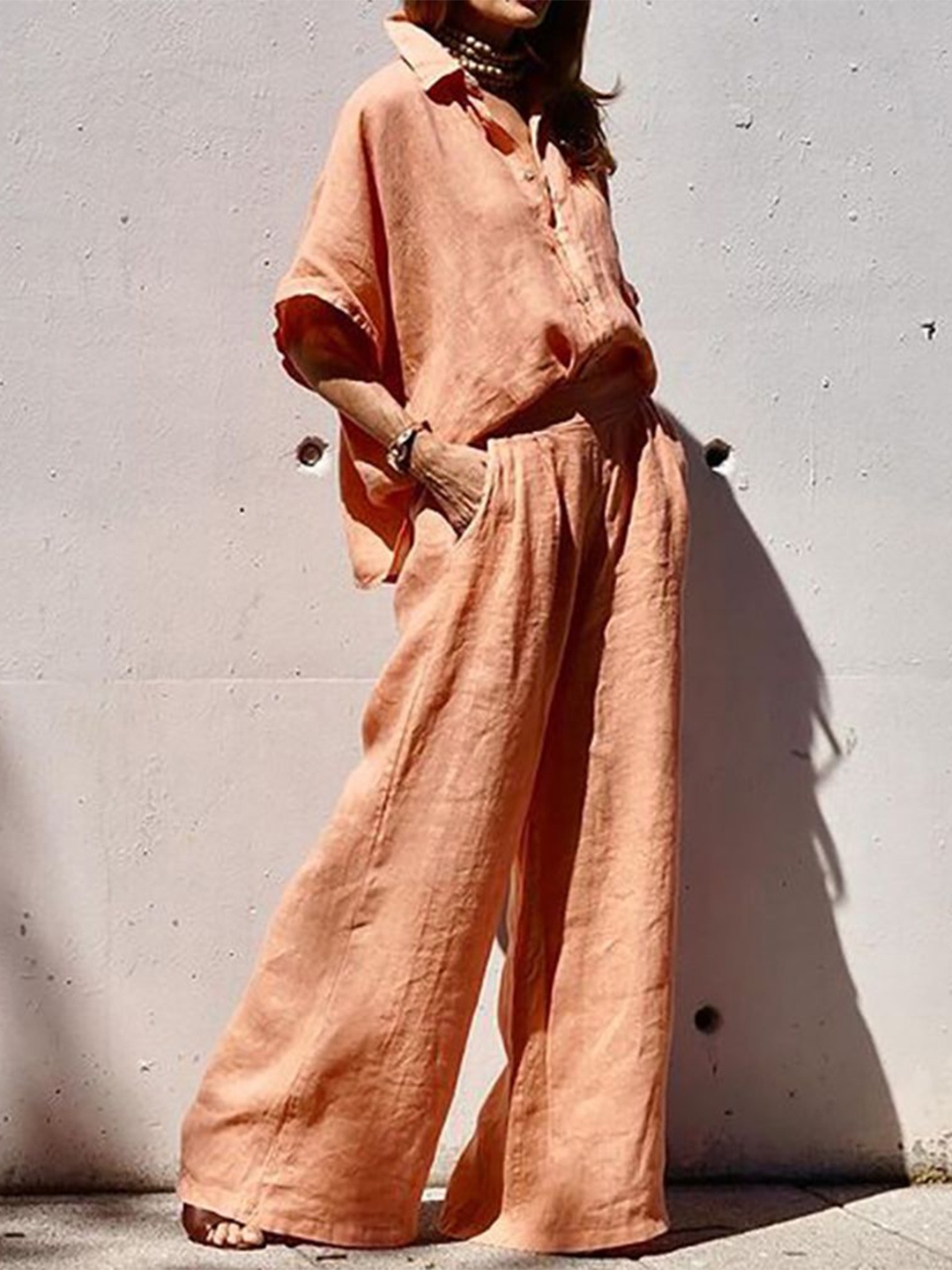 

StyleCast x Revolte Shirt & Palazzos Co-Ords, Orange