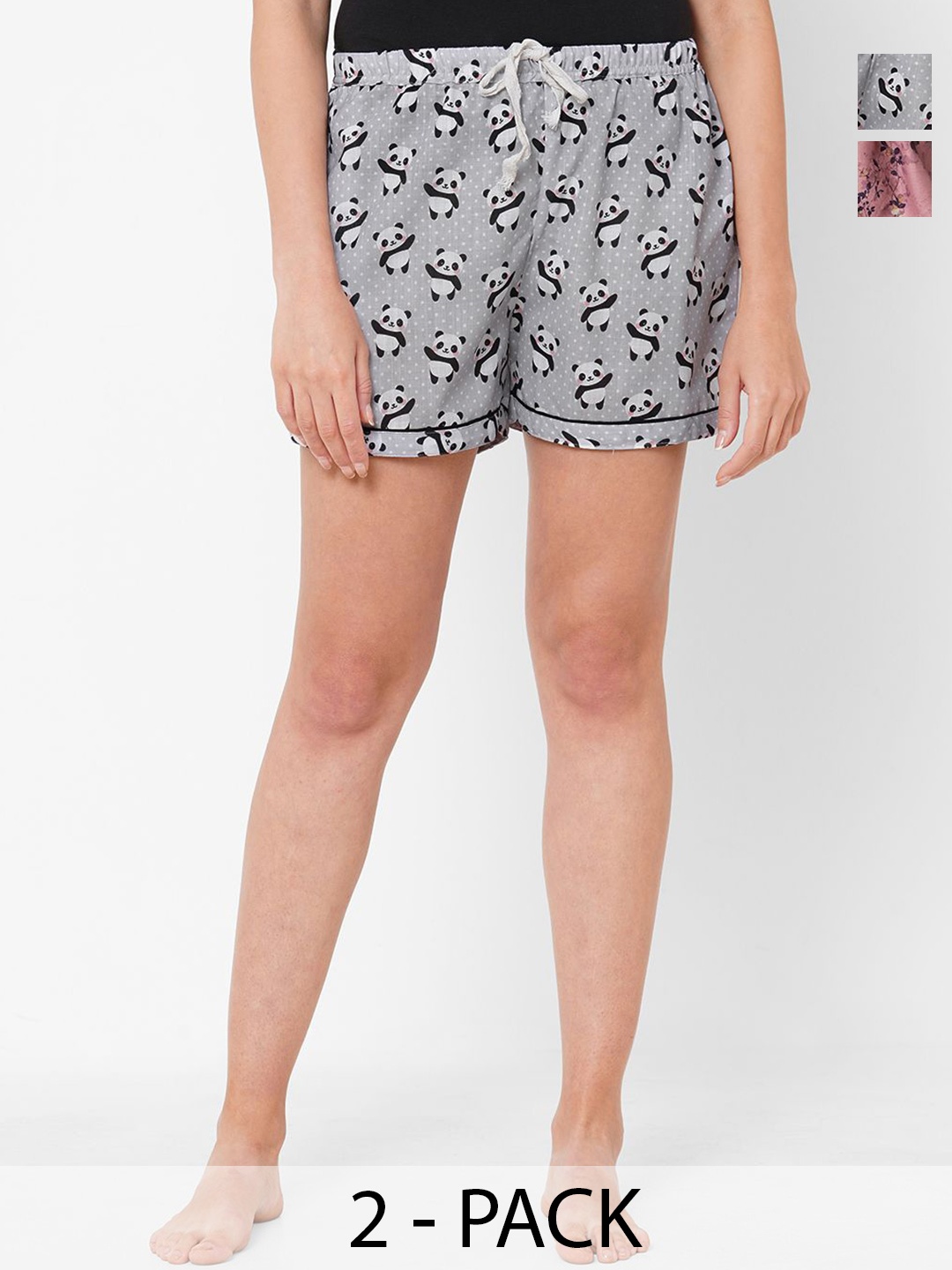 

FashionRack Women Pack Of 2 Printed Lounge Shorts, Mauve