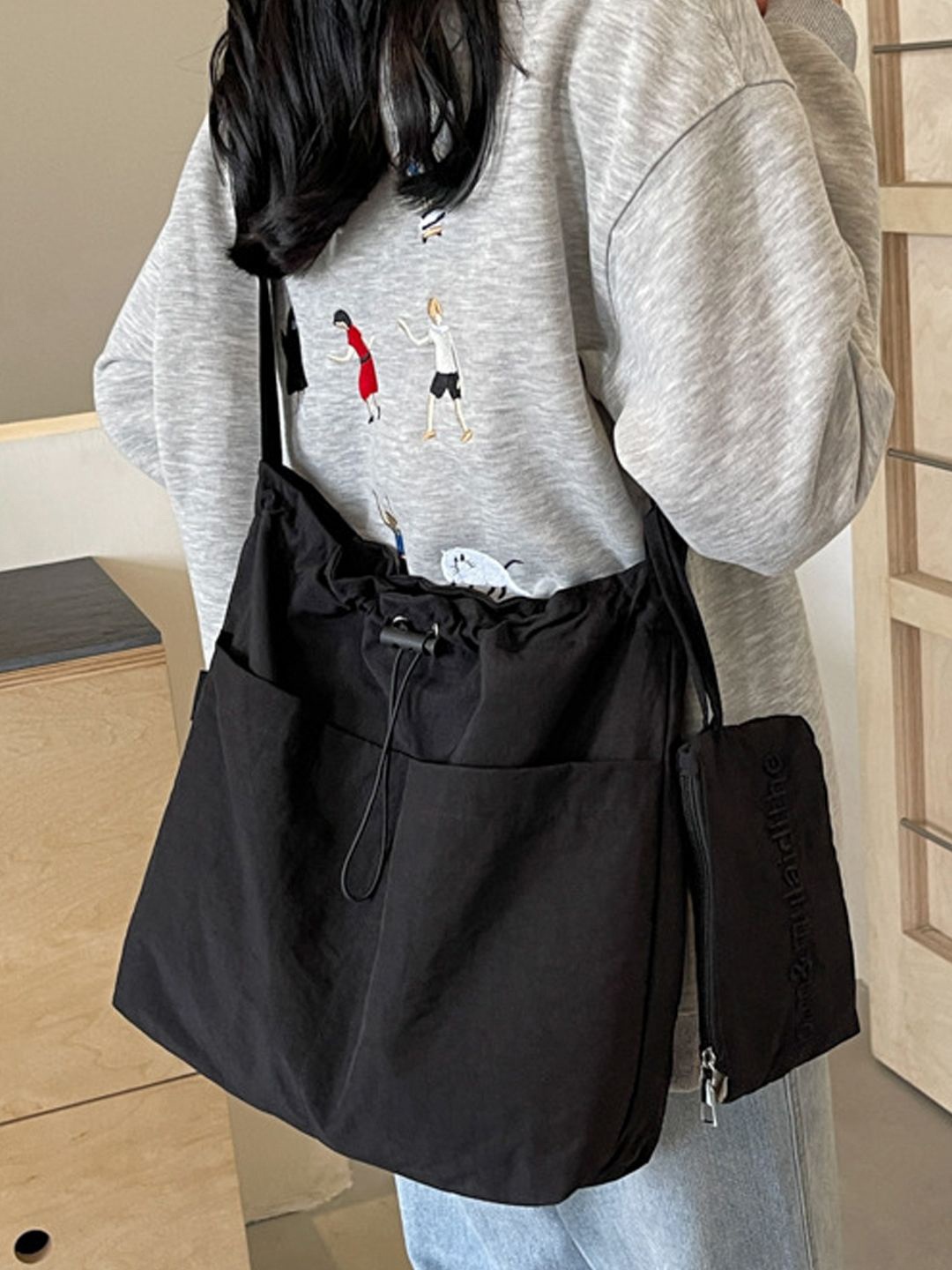 

StyleCast Black Structured Side Bag With Pouch