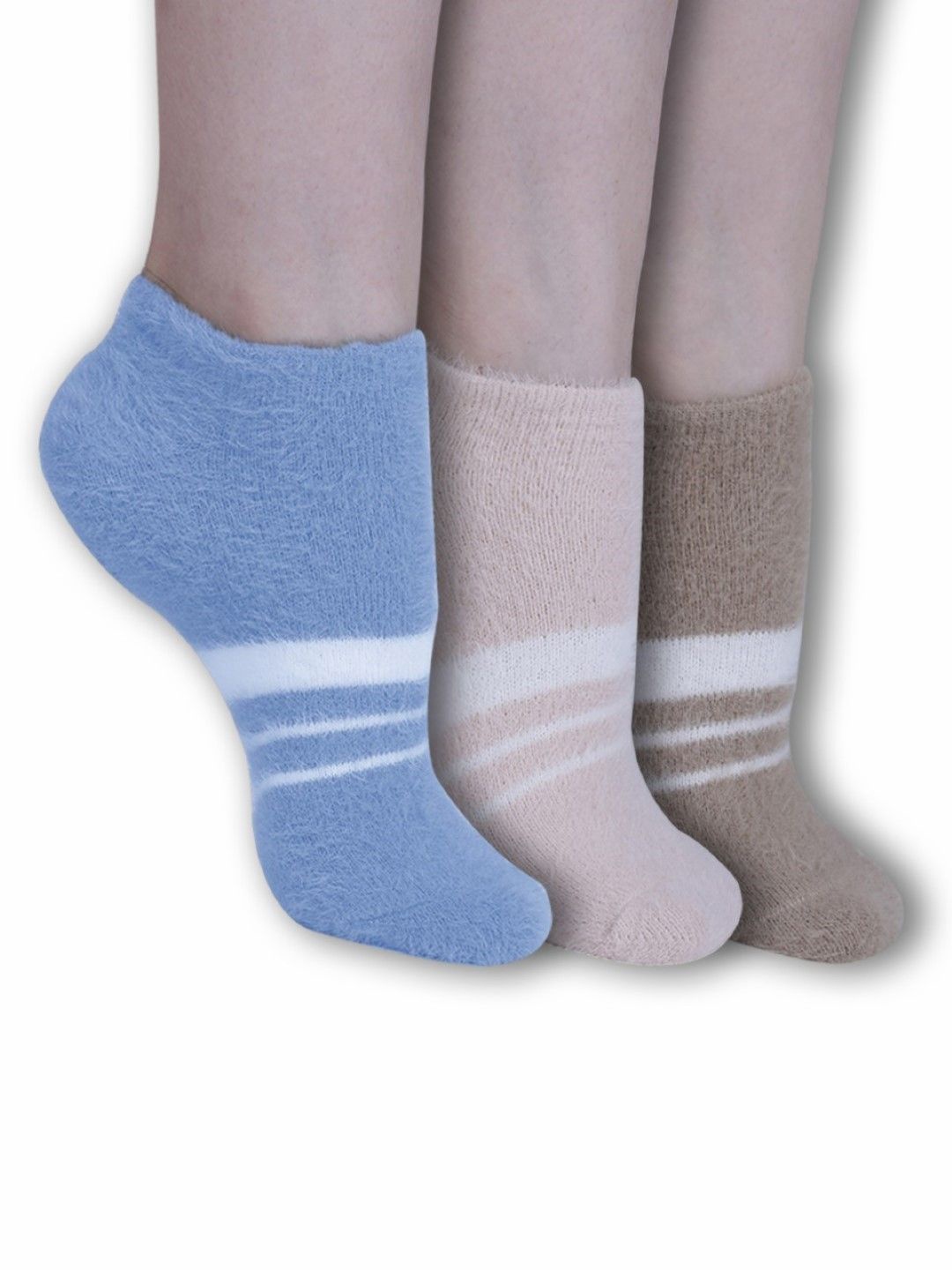 

Dollar Women Pack Of 3 Striped Ankle-Length Cotton Socks, Blue
