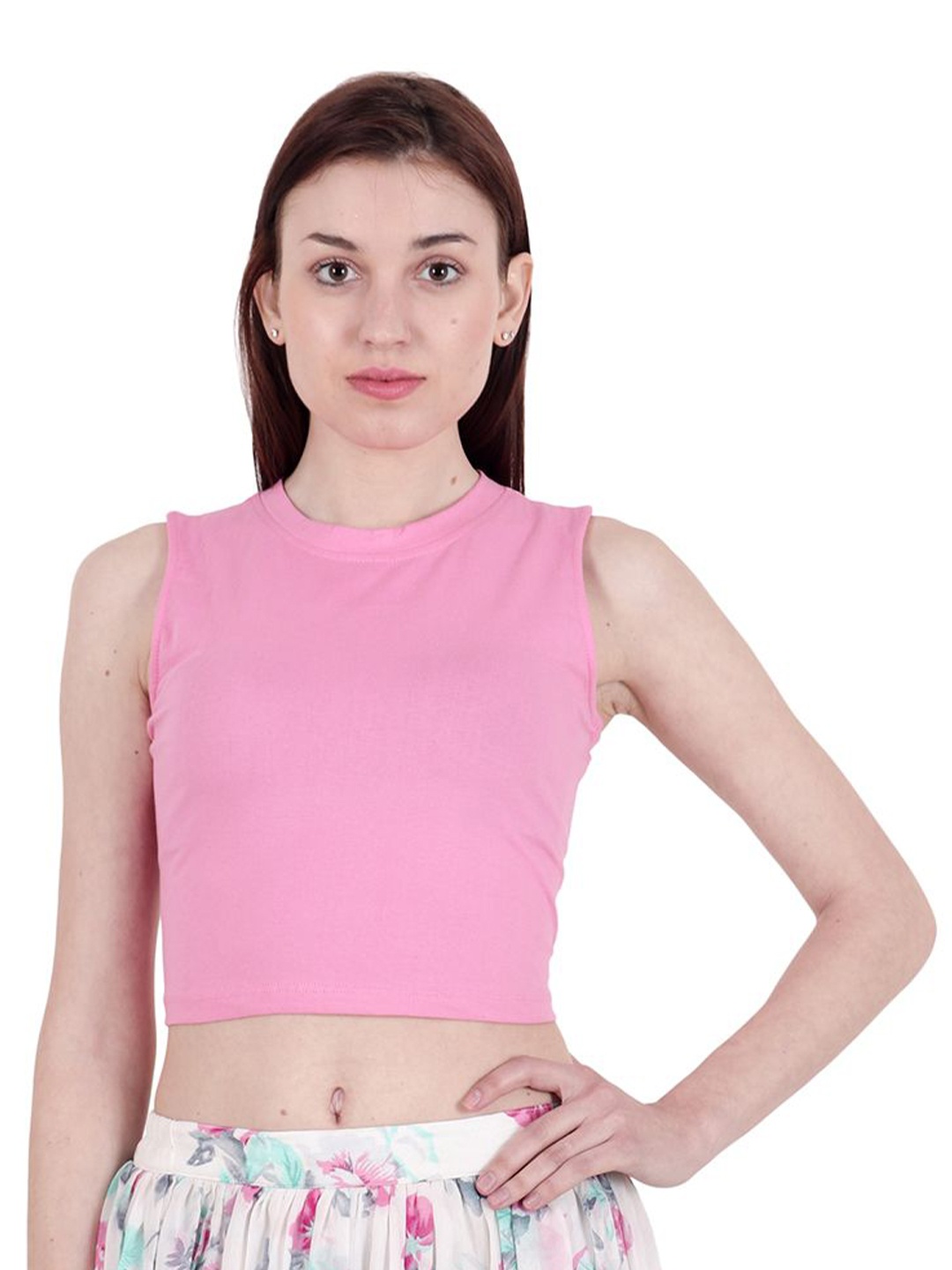 

BAESD Women Pure Cotton Crop Top, Pink
