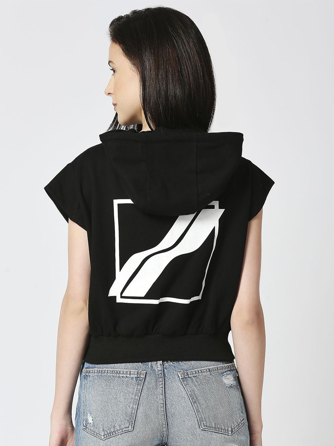 

LOVEGEN Women Brand Logo Hooded Sweatshirt, Black