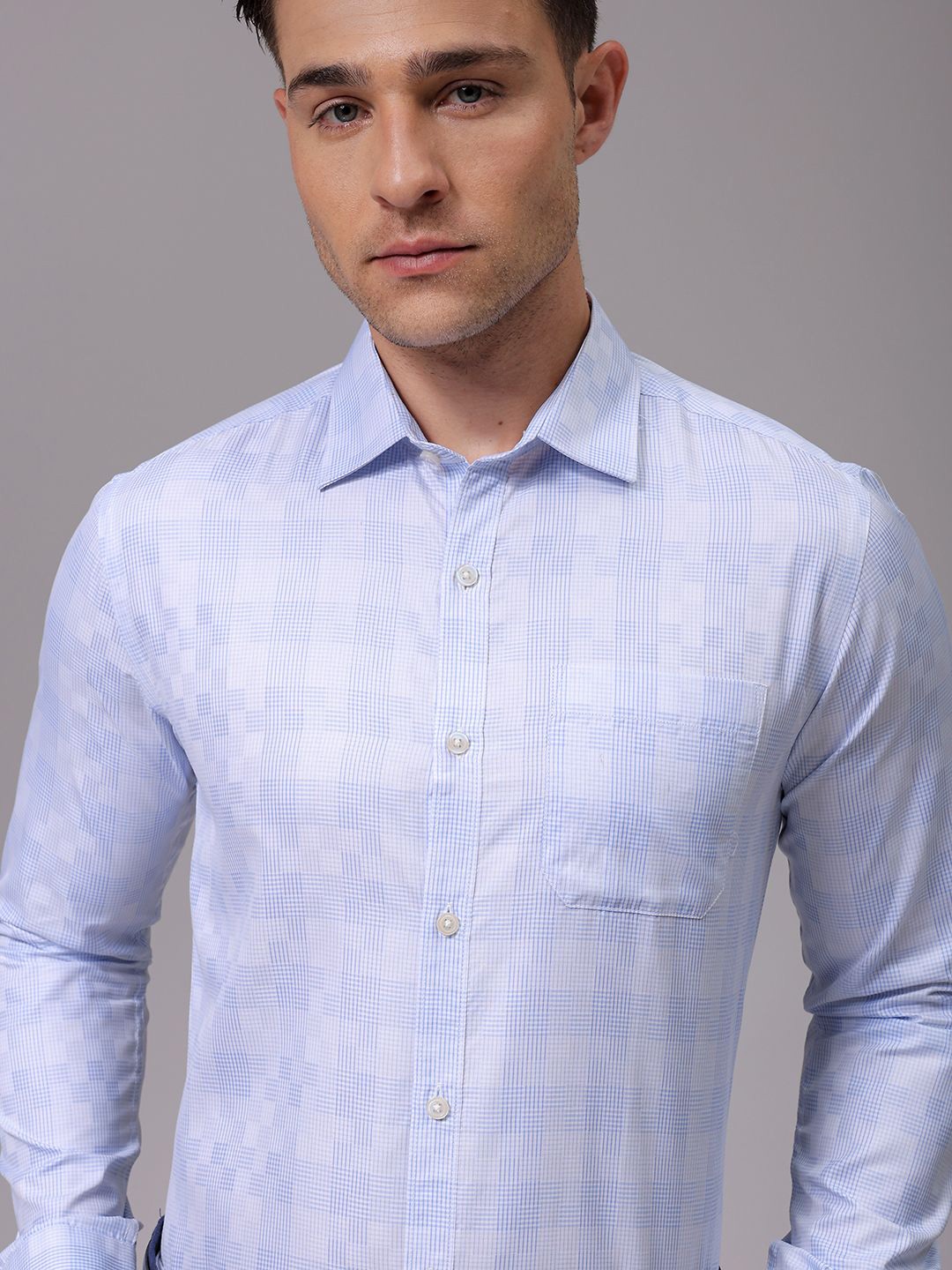 

The Indian Garage Co. X Luxe Men Slim Fit Opaque Checked Formal Shirt, Blue