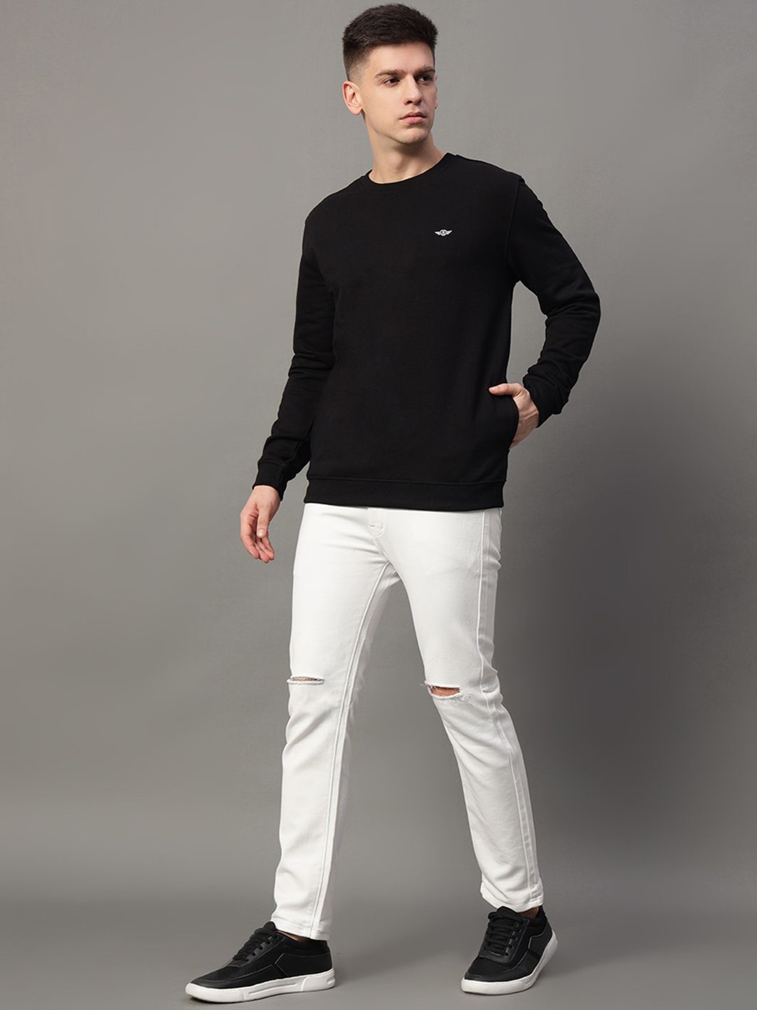 

GET GOLF Men Round Neck Pullover Sweatshirt, Black