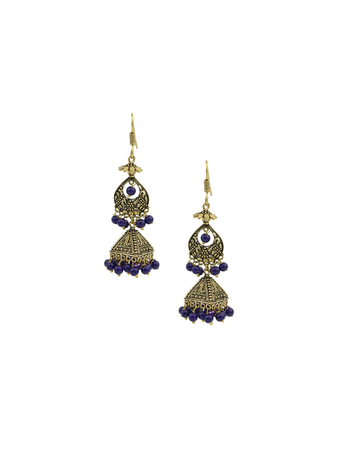 

HIGH TRENDZ Contemporary Jhumkas Earrings, Gold