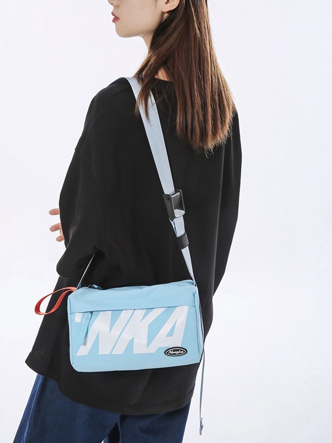 

StyleCast Blue & White Typography Printed Structured Side Bag