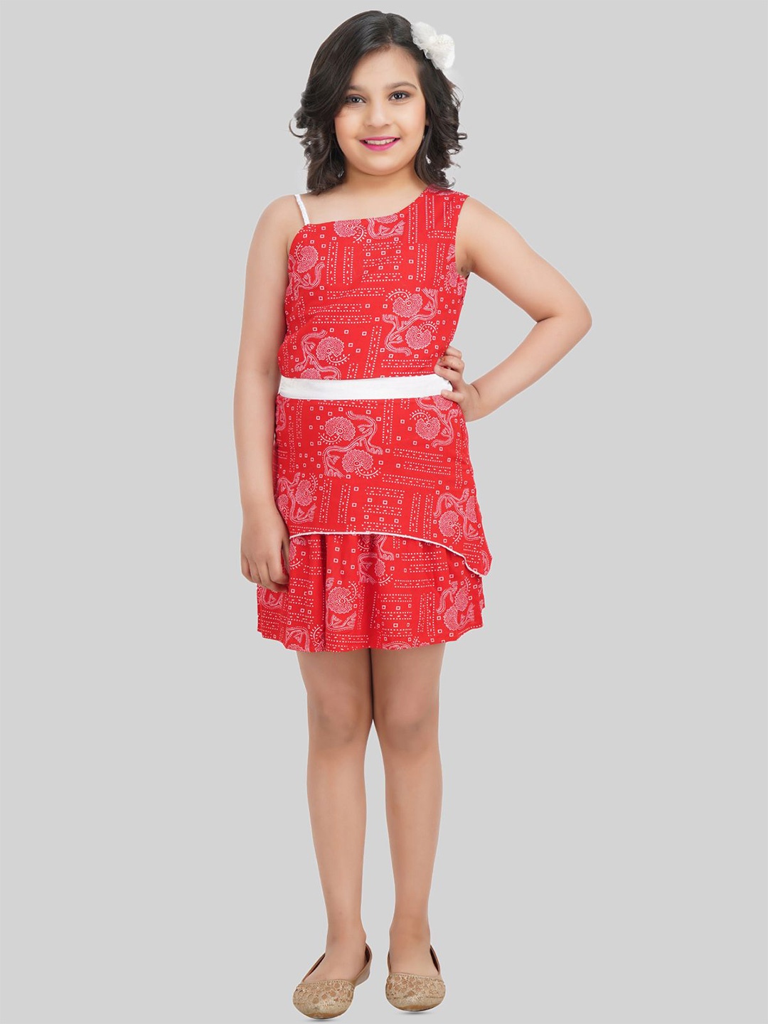 

BEING NAUGHTY Girl Floral Print Fit & Flare Dress, Red