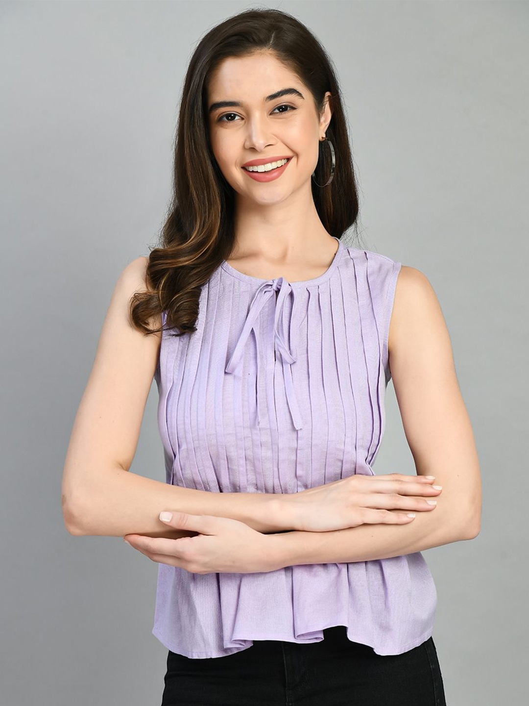 

all about you Women Tie-Up Neck Top, Purple