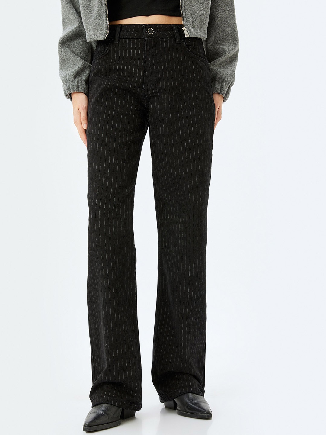 

Koton Women Straight Fit Mid-Rise Trouser, Black