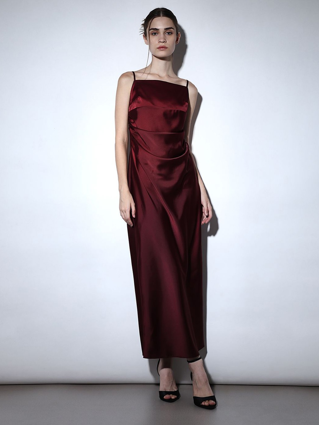 

ONLY Satin Maxi Dress, Maroon