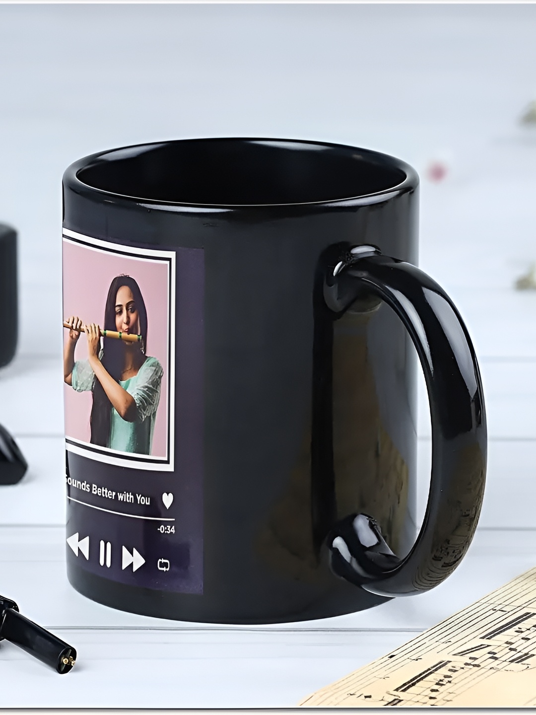 

fnp Black & Pink Printed Ceramic Glossy Mugs Set of Cups and Mugs