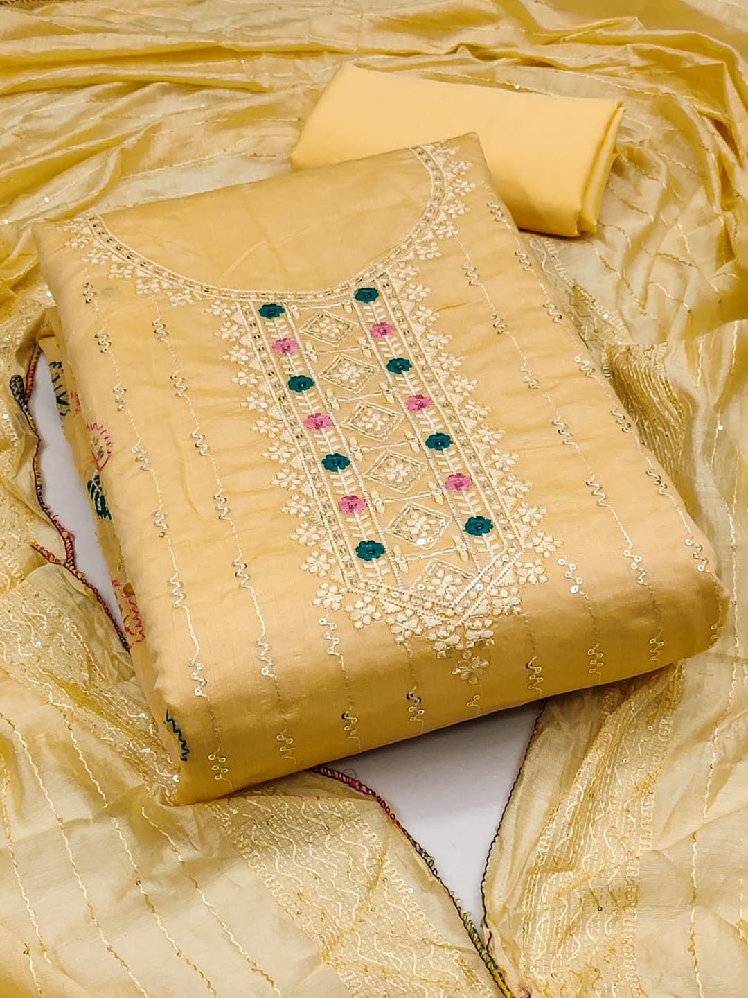 

ZEEPKART Unstitched Dress Material, Yellow