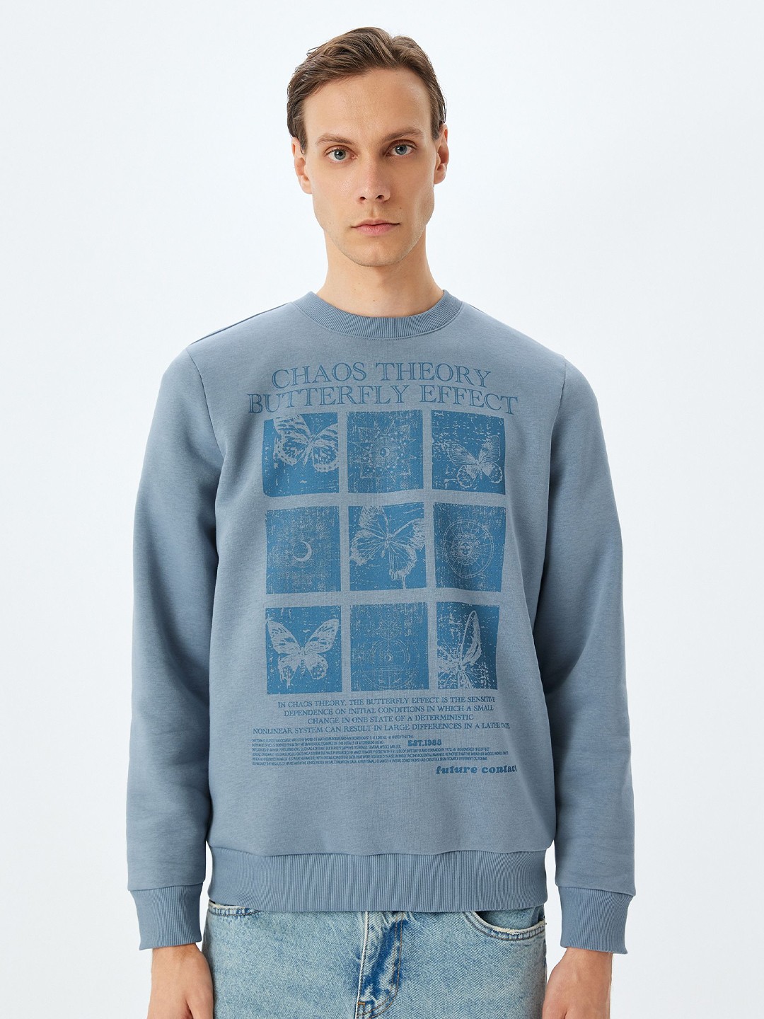 

Koton Men Printed Pullover Sweatshirt, Blue