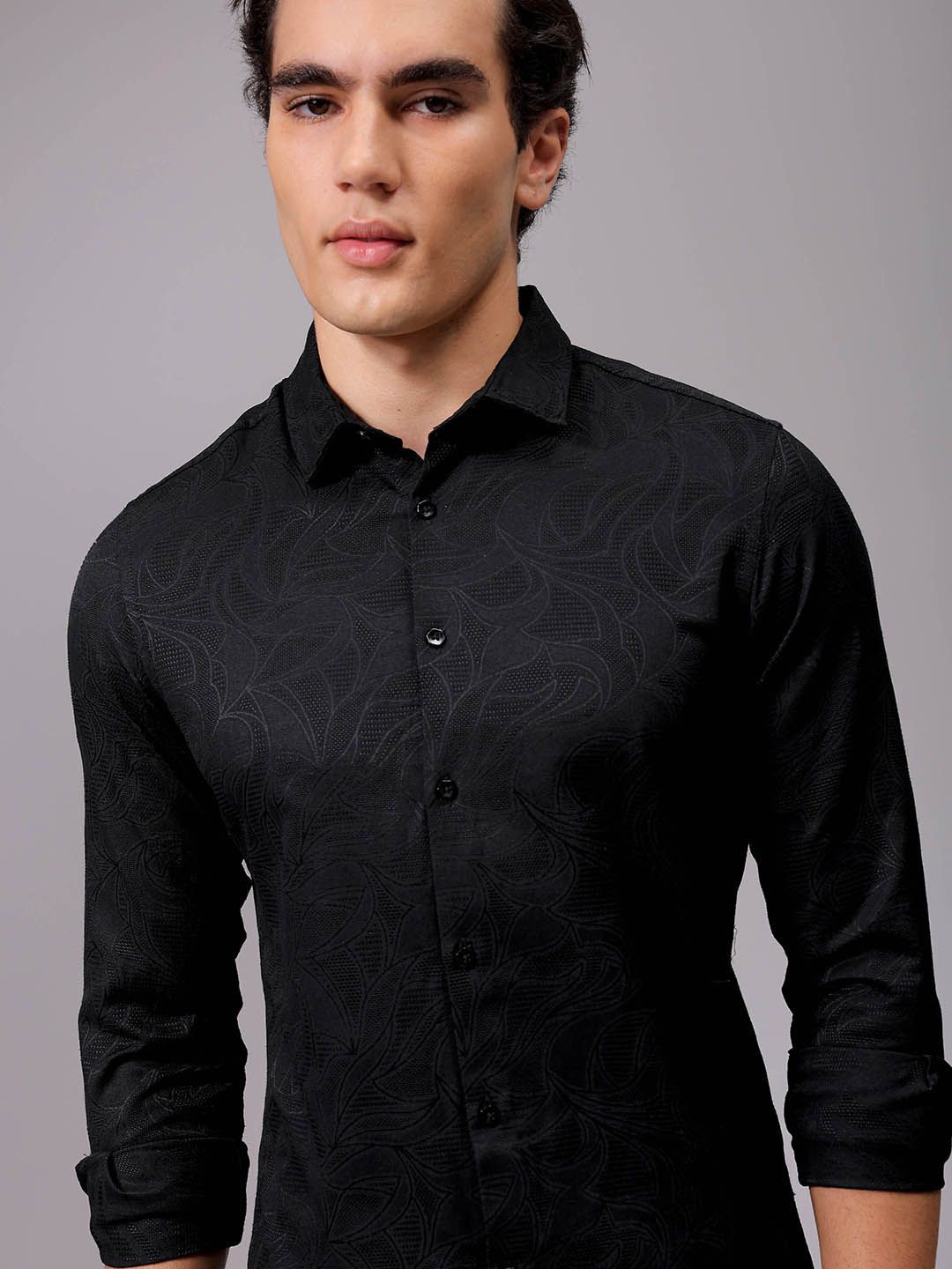 

The Indian Garage Co Men Slim Fit Opaque Party Shirt, Black