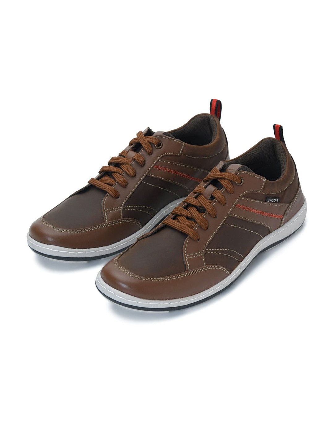 

ERGON Men Textured Leather Sneakers, Tan