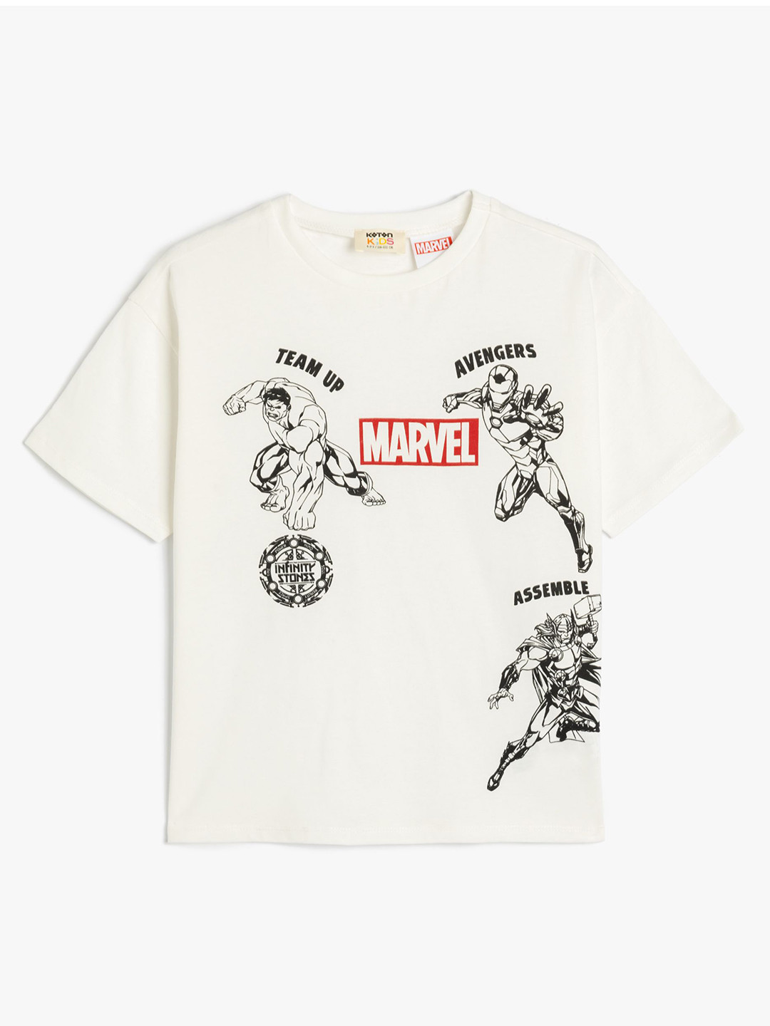 

Koton Boys Typography Printed Applique T-shirt, White