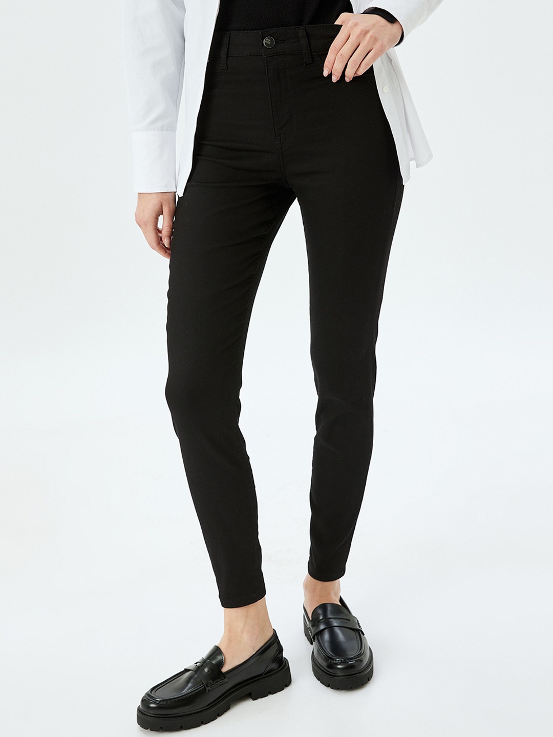 

Koton Women Slim Fit Mid-Rise Trousers, Black