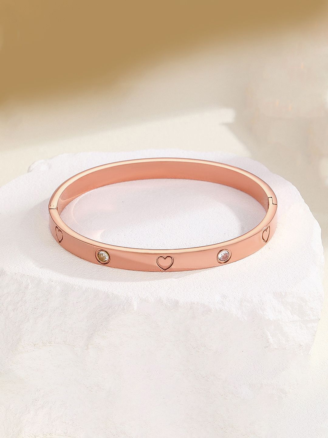 

Jewels Galaxy Women Crystals Rose Gold-Plated Bangle-Style Bracelet