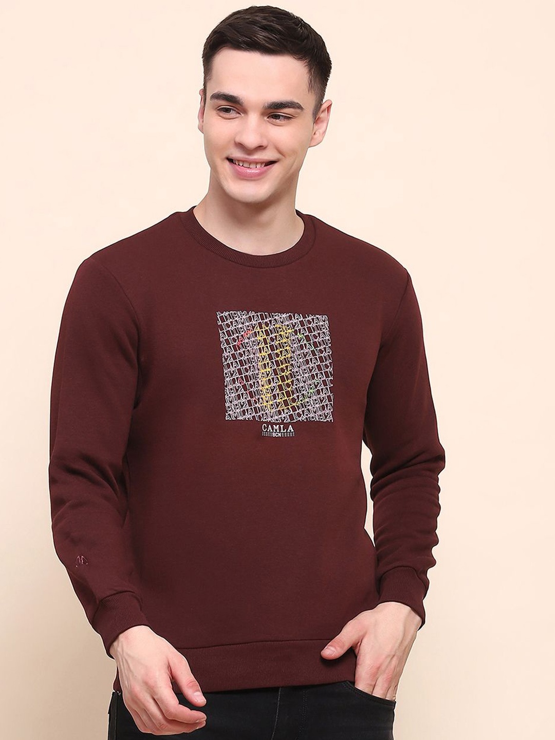 

CAMLA Men Printed Sweatshirt, Red