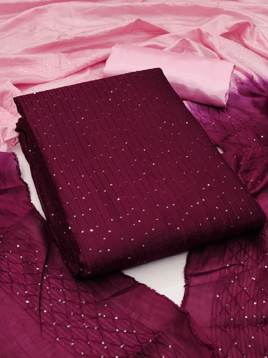 

ZEEPKART Unstitched Dress Material, Maroon