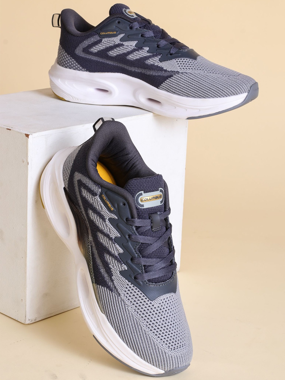 

Columbus Men Memory Foam Lace-Ups Running Non-Marking Shoes, Grey