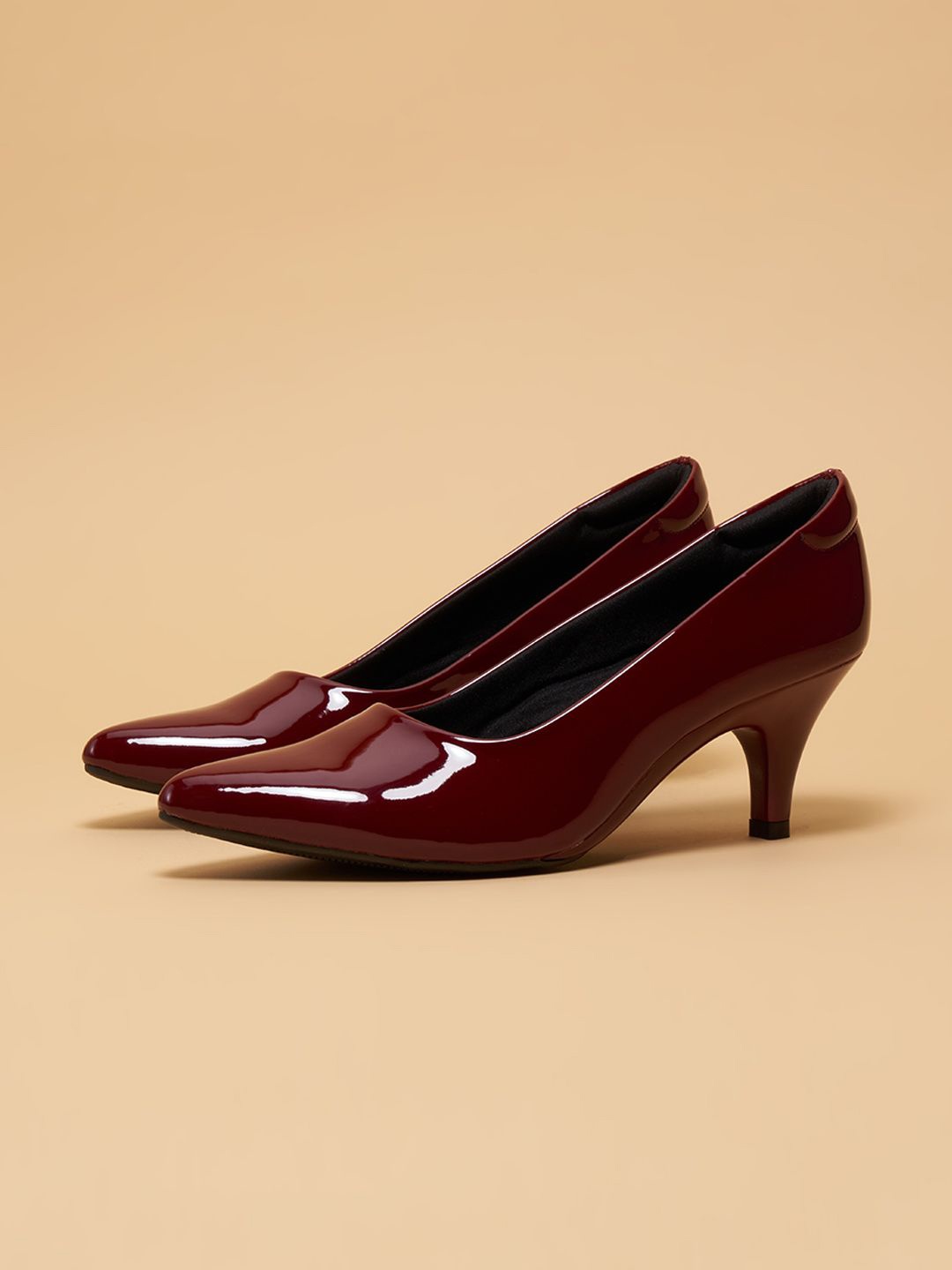 

ERIDANI Camelia Patent Pumps, Maroon
