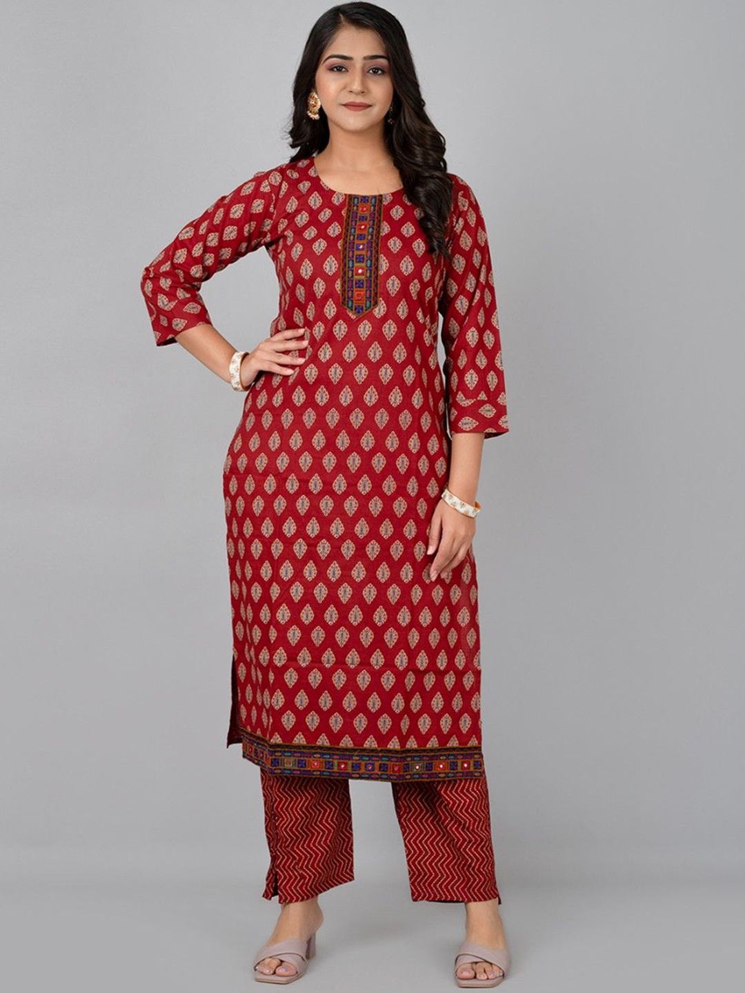

Fashion Petals Women Printed Regular Kurta, Maroon
