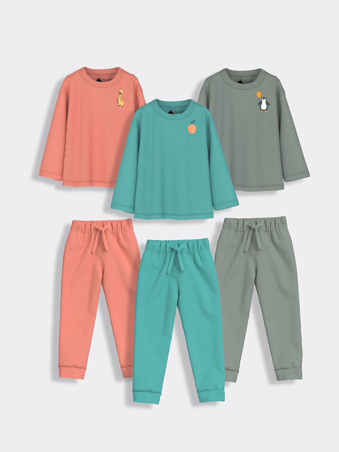 

Orange Sugar Unisex Kids Printed T-shirt with Pyjamas