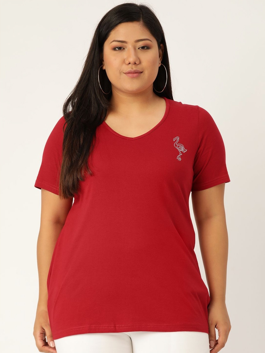 

theRebelinme Women V-Neck T-shirt, Maroon