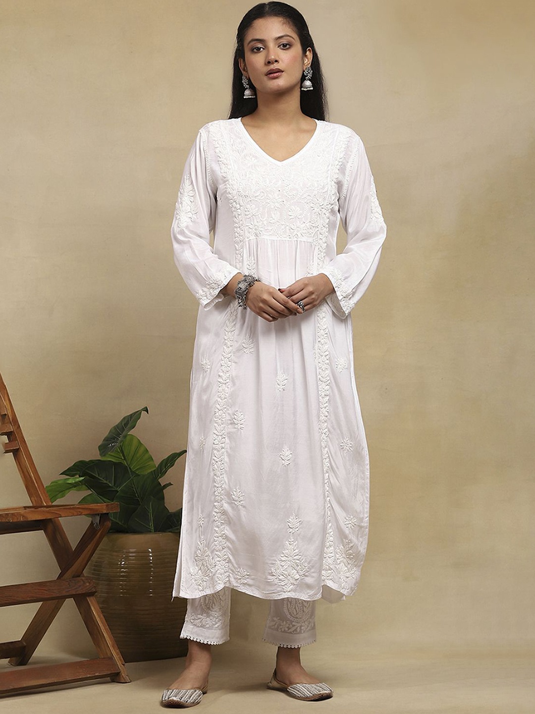 

House of Chikankari Women Chikankari Kurta, White