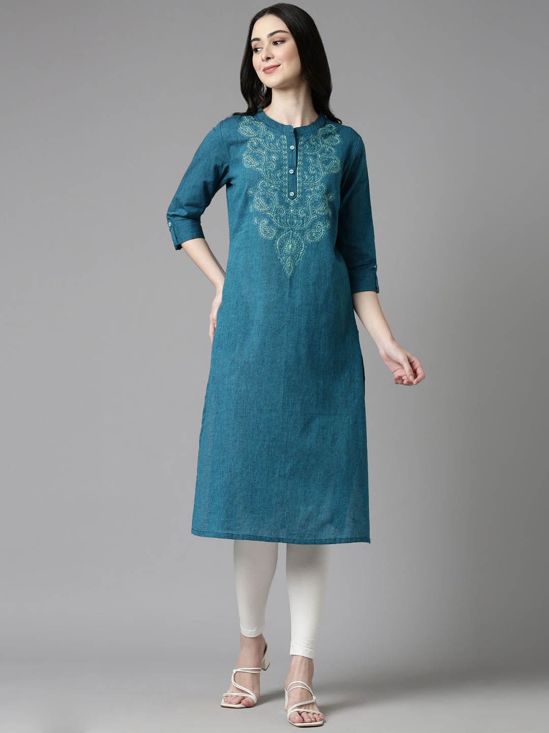 

Anouk Women Embroidered Kurta, Blue