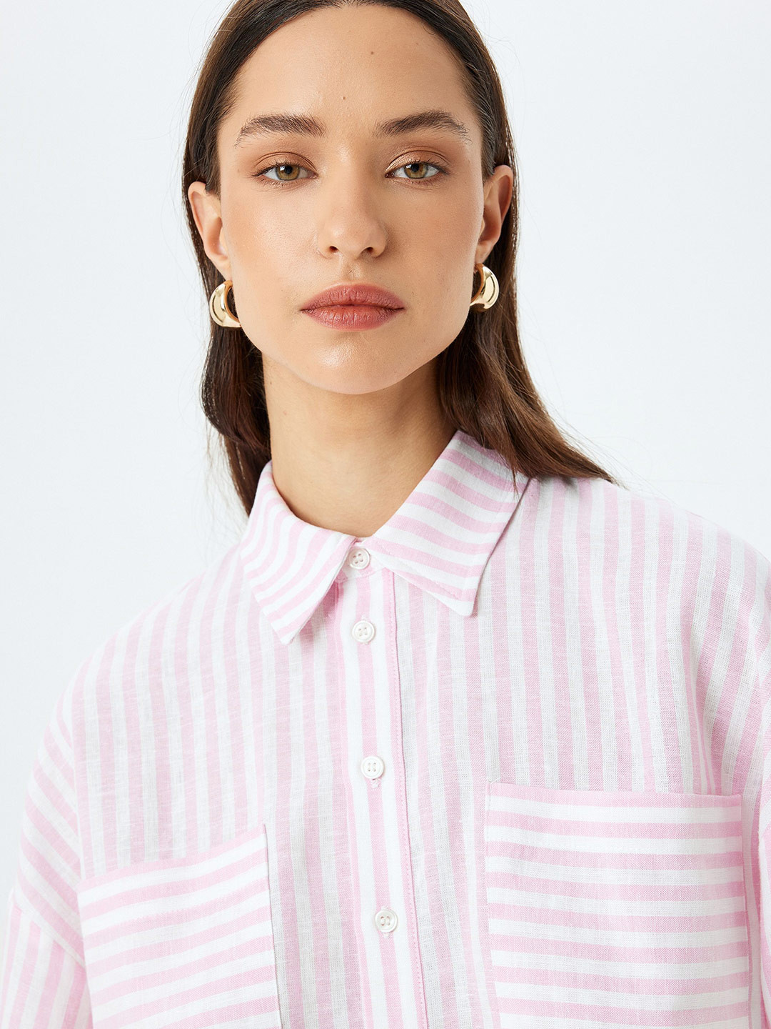 

Koton Women Opaque Striped Casual Shirt, Rose
