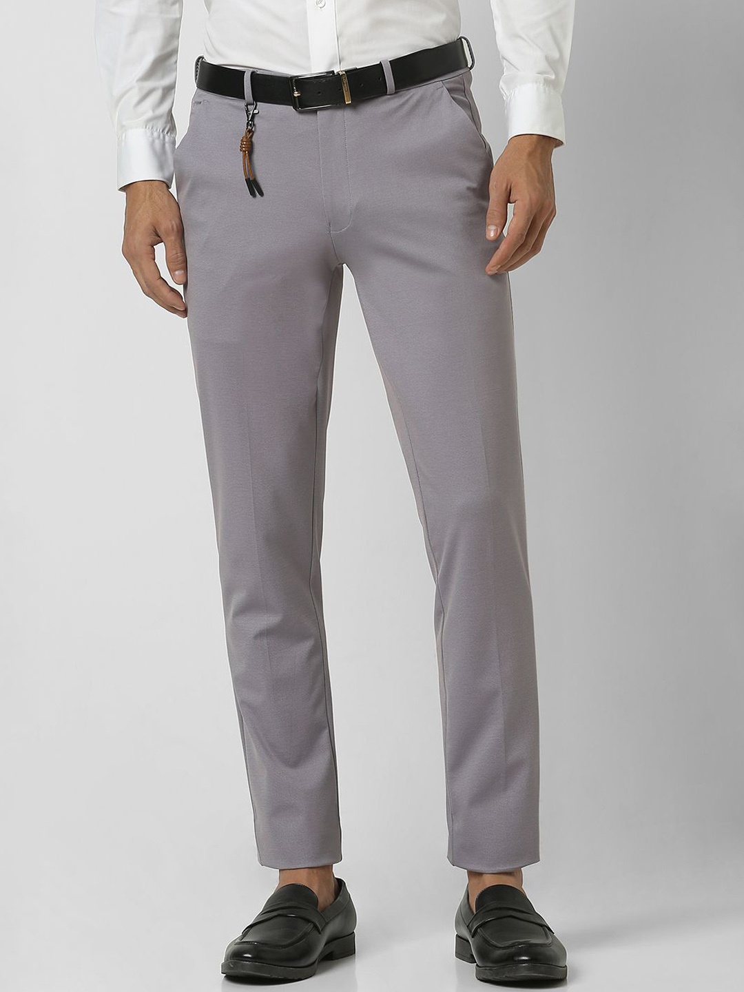 

V Dot Men Skinny Fit Trousers, Grey