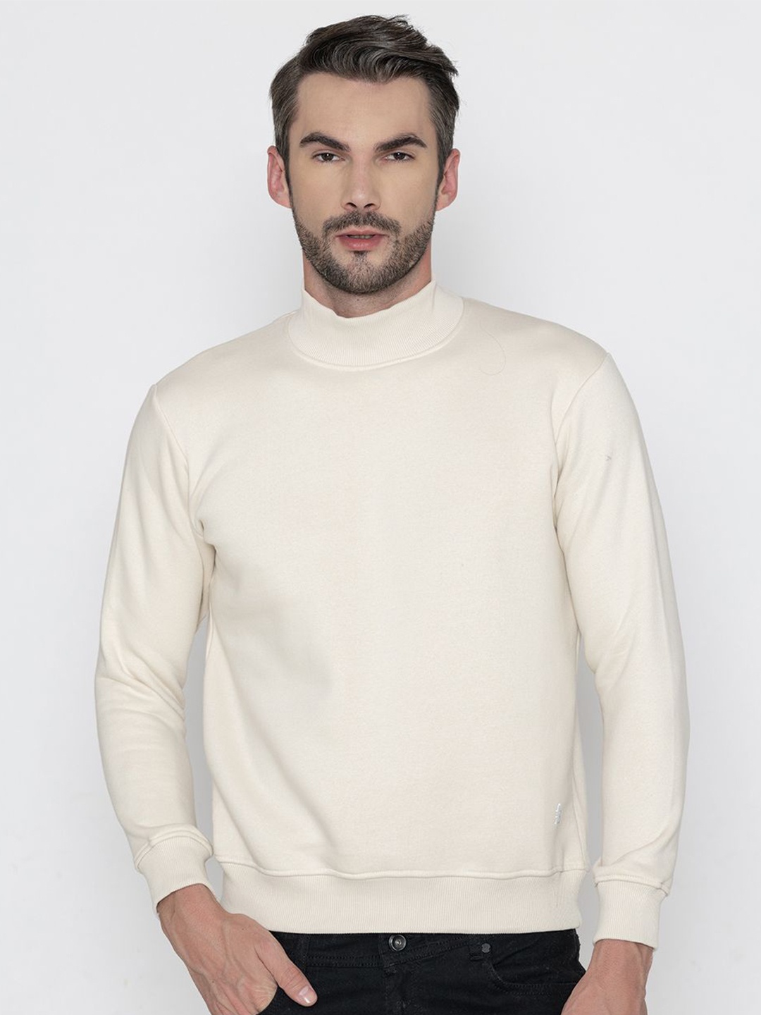 

Bonjour Men High Neck Long Sleeves Sweatshirt, Off white